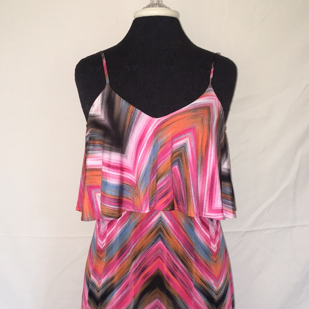 Veronicam Colored Chevron Maxi Dress - XS
